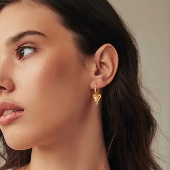 🍏50% OFF/3+...Heart and Hoops Dangle Earrings - Picture 3 of 11